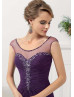 Chiffon Beaded Scoop Neckline V Back Long Prom Dress 